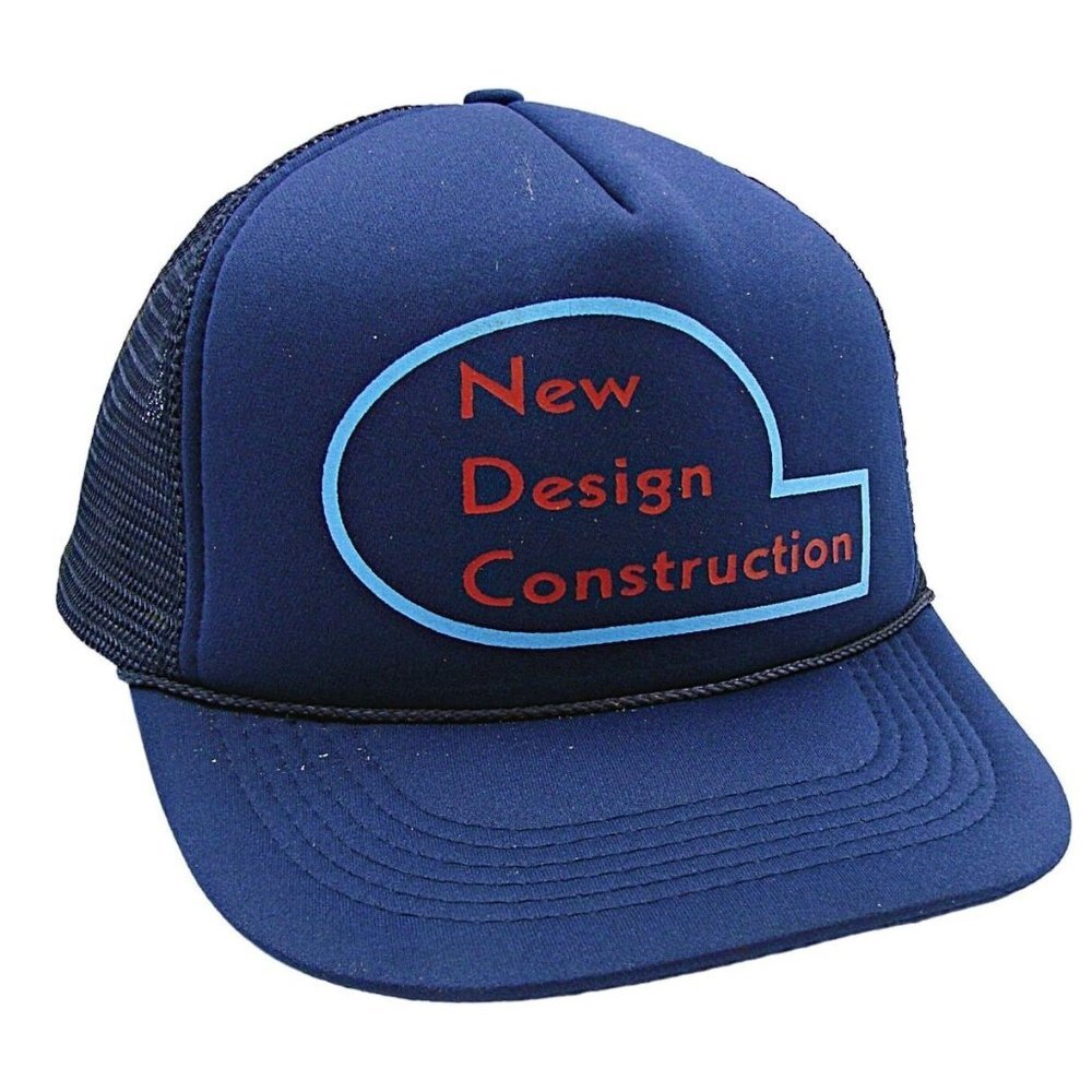 The Sportsman Vintage Snapback Trucker Hat Blue New Design Construction Logo